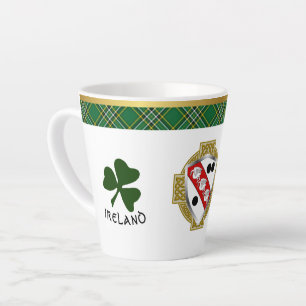 Tasse Latte Clarke Irish Shield & Tartan Personnalisé