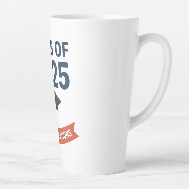 Tasse Latte Classe de 2025 Graduation Félicitations Cadeau (Droite)