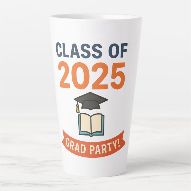 Tasse Latte Classe de 2025 Graduation Party (Devant)