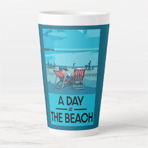 Tasse Latte Classic British Beach Art British Sea Side Servin