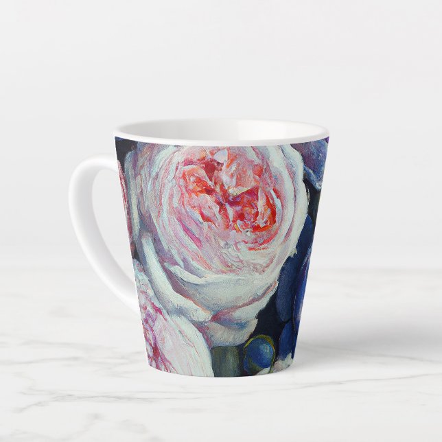 Tasse Latte Classique Baroque Rose Floral Design (Angle gauche)