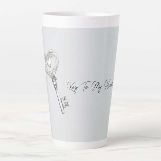 Tasse Latte Clé d'argent pour mon cœur (Devant)