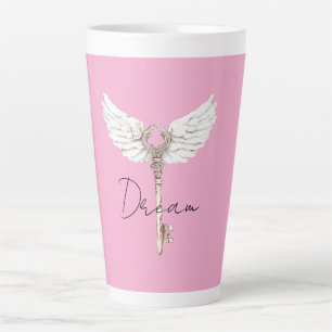 Tasse Latte Clé des plumes d'ange blanc