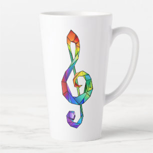 Tasse Latte Clé musicale arc-en-ciel en clé de sol