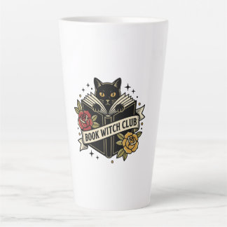 Tasse Latte Club de sorcière de livre Chat Logo