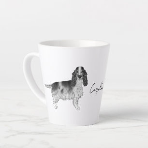 Tasse Latte Cocker Spaniel en noir et blanc & nom personnalisé