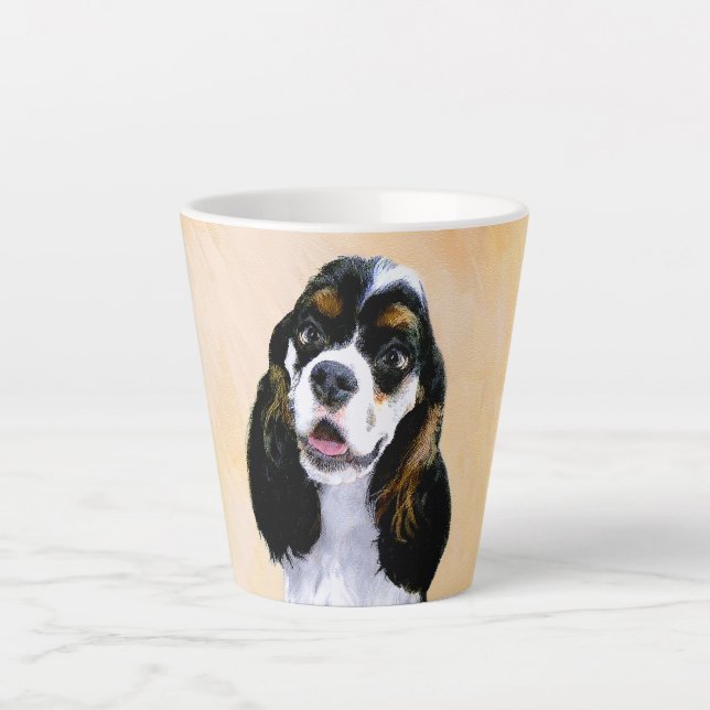 Tasse Latte Cocker Spaniel (Parti) Peinture - Art original de  (Devant)