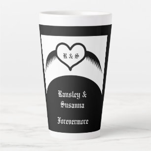 Tasse Latte Coeur ailé gothique Mariage Personnalisé Monogramm