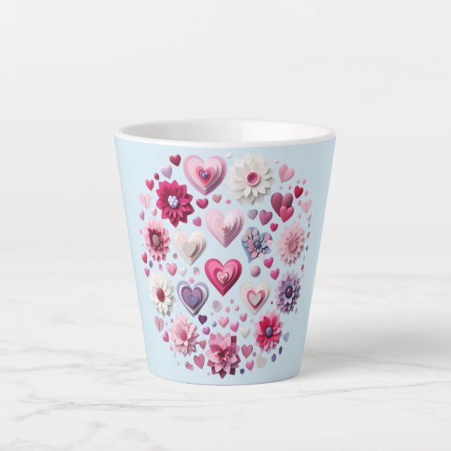 Tasse Latte Coeur de la Saint Valentin florale (Devant)