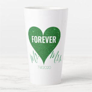 Tasse Latte Coeur de Parties scintillant verte M & Mme Large L