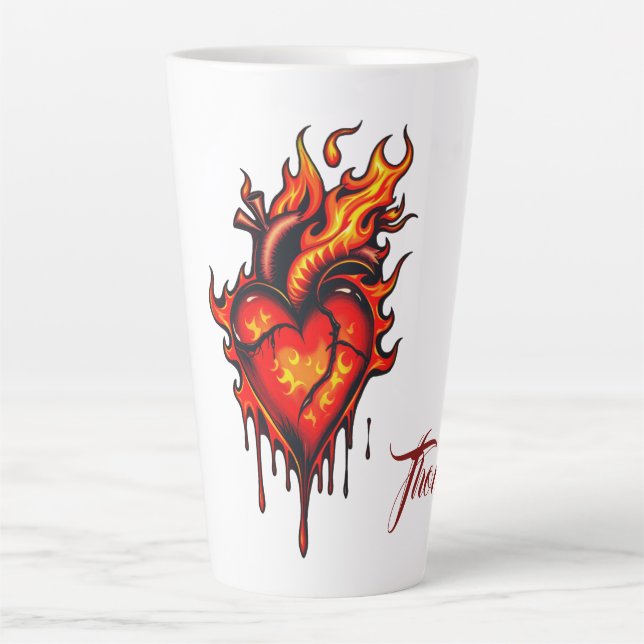 Tasse Latte Coeur flamboyant. (Devant)