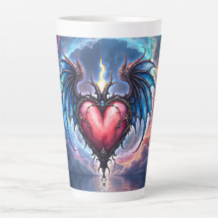 Tasse Latte Cœur Flamboyant de la Lune – Amour Cosmique Gothiq