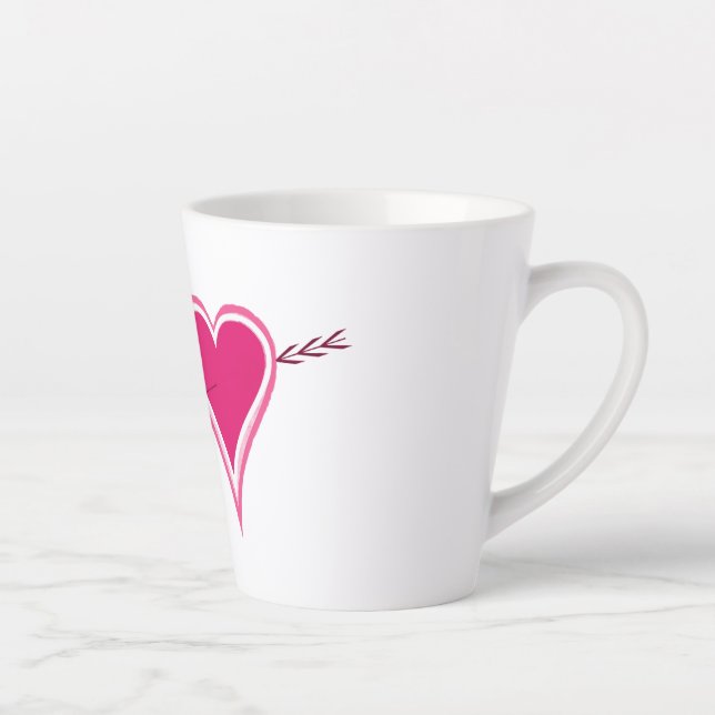 Tasse Latte Cœur & Flèche-Raspberry (Droite)