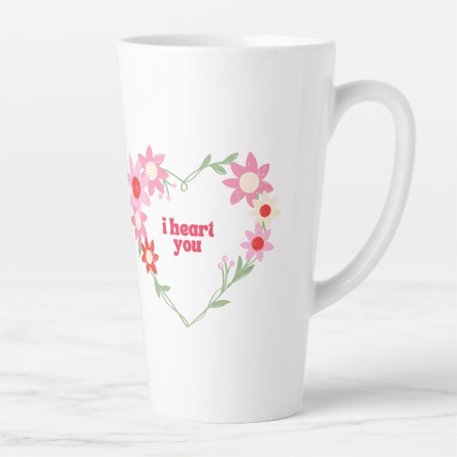 Tasse Latte Coeur floral mignon Saint Valentin (Droite)