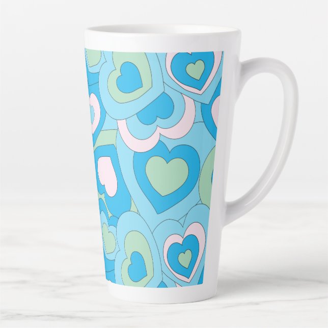 Tasse Latte Cœur Rétro Bleu Turquoise (Droite)