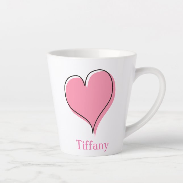 Tasse Latte Coeur rose mignon (Droite)