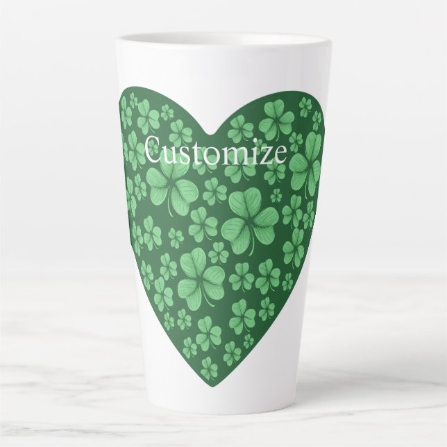 Tasse Latte Coeur Shamrock vert Saint Patrick's Day  (Devant)