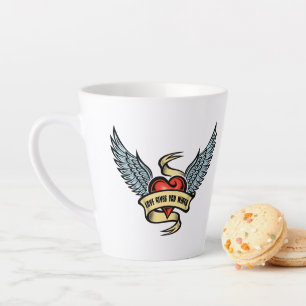 Tasse Latte Coeur vintage Avec Ailes, L'Amour Vous Donne Des A