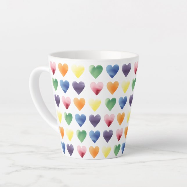 Tasse Latte Coeurs arc-en-ciel (Angle gauche)