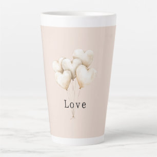 Tasse Latte Cœurs Ballons Amour Crème Rosée