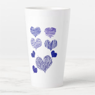 Tasse Latte Coeurs bleus à motifs