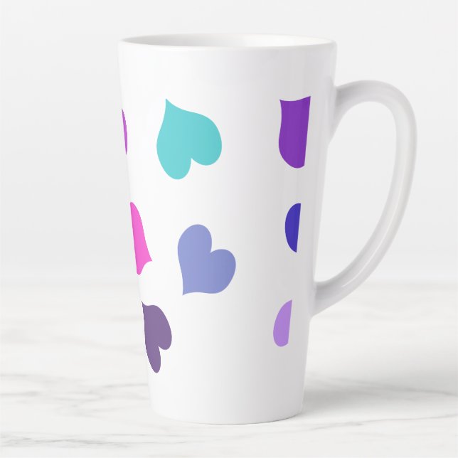 Tasse Latte Coeurs colorés mignons (Droite)