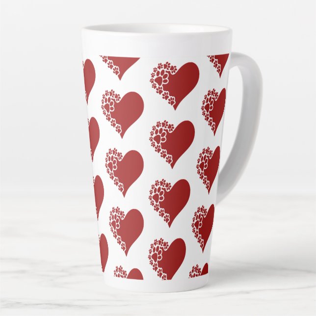 Tasse Latte Coeurs d'amour pour animaux blancs (Angle droit)