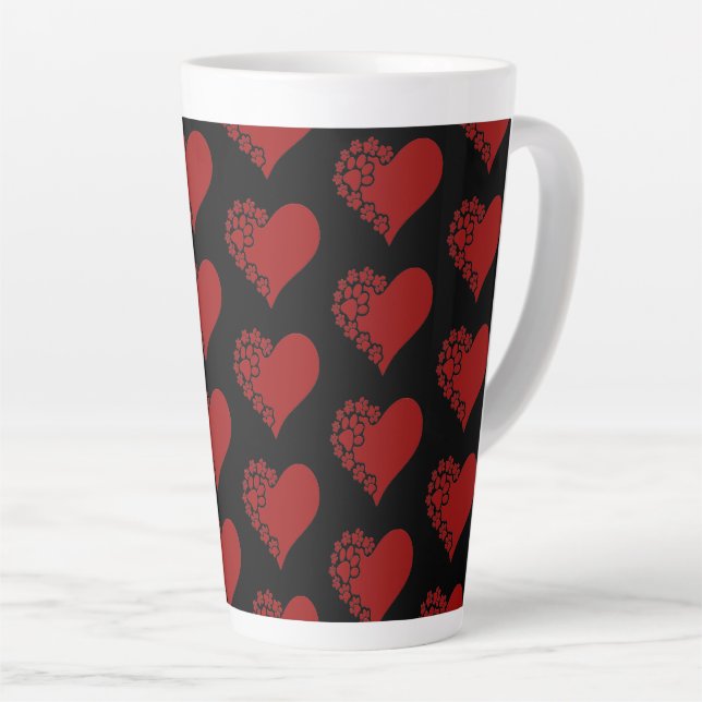 Tasse Latte Coeurs d'amour pour animaux de compagnie Noir (Angle droit)