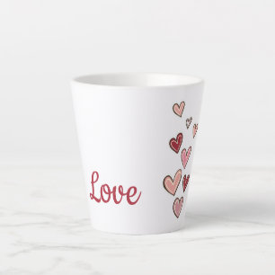 Tasse Latte Coeurs d'amour rose rouge