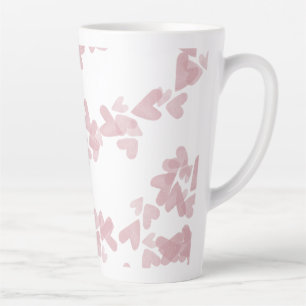 Tasse Latte Coeurs d'aquarelle Timbres flottants rose