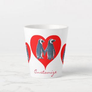 Tasse Latte Coeurs de couple de pingouins Inséparables Thunder