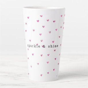 Tasse Latte Coeurs de Parties scintillant en verre rose