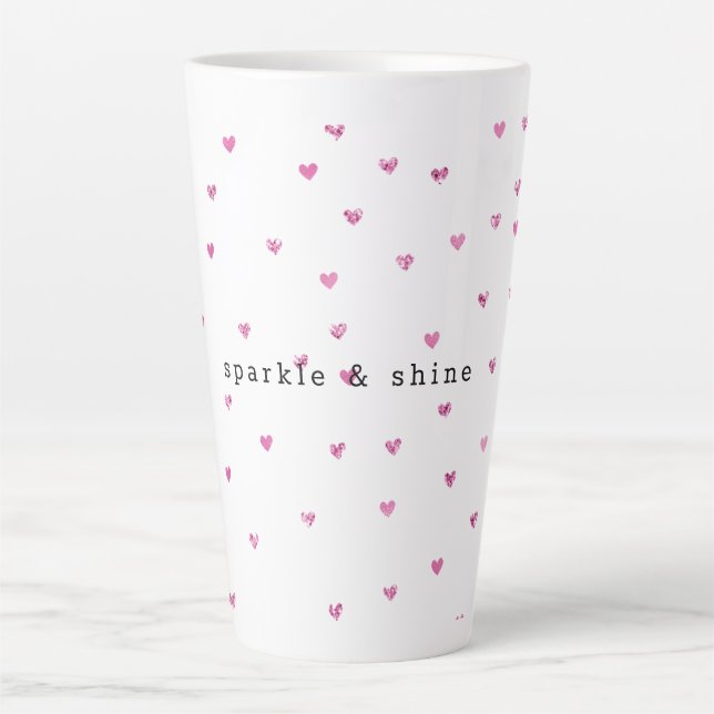 Tasse Latte Coeurs de Parties scintillant en verre rose (Devant)