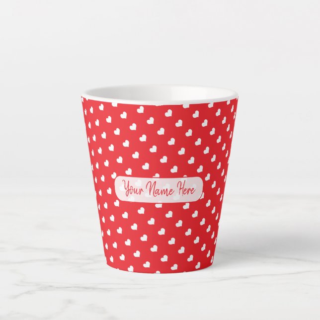 Tasse Latte Cœurs Joyuse Saint-Valentin Moderne Amour Motif (Devant)