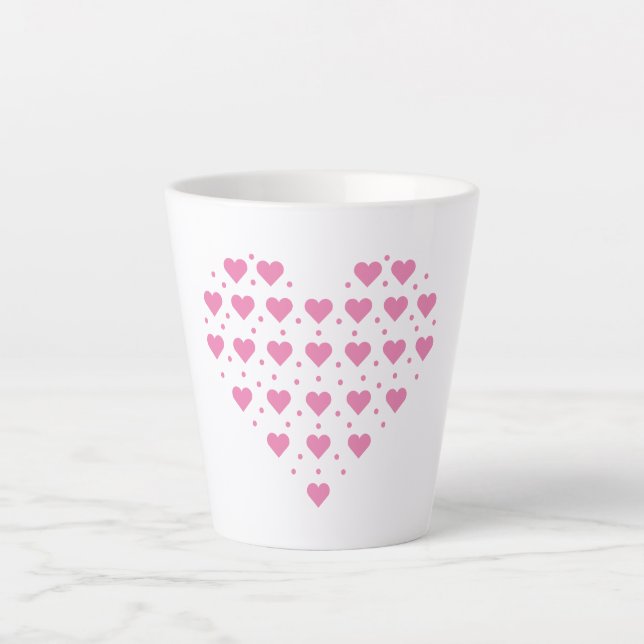 Tasse Latte Coeurs roses (Devant)