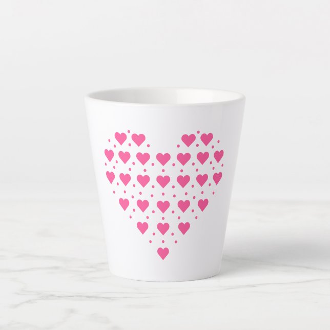 Tasse Latte Coeurs roses (Devant)