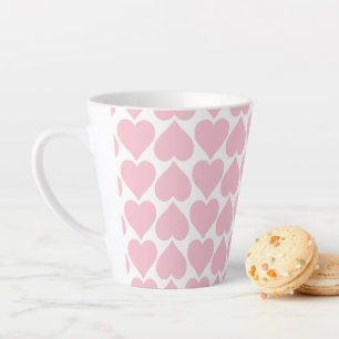 Tasse Latte Coeurs roses Motif, Romantique, Amour