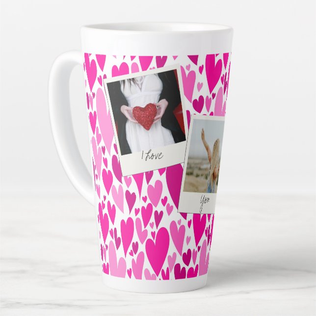 Tasse Latte Coeurs roses super et romantiques Saint-Valentin P (Angle gauche)