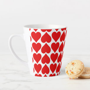 Tasse Latte Coeurs rouges Motif, Romantique, Amour