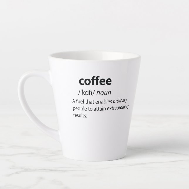 Tasse Latte Coffee Funny Dictionnaire Définition (Gauche)