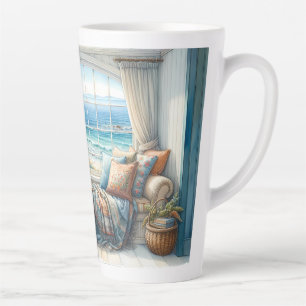 Tasse Latte Coin de fenêtre côtier confortable Cottagecore