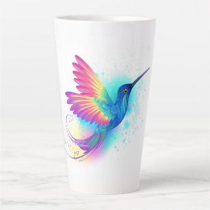 Tasse Latte Colibri arc-en-ciel exotique