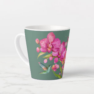 Tasse Latte Colibri et orchidées
