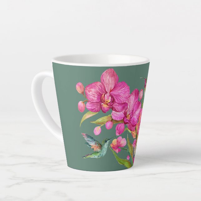 Tasse Latte Colibri et orchidées (Angle gauche)