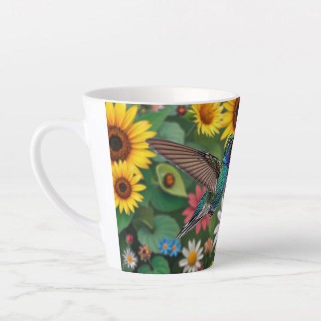 Tasse Latte Colibri Parmi Les Fleurs (Gauche)