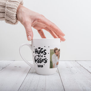 Tasse Latte Collage Couple Photo & Hugs Et Baisers Phrase Love