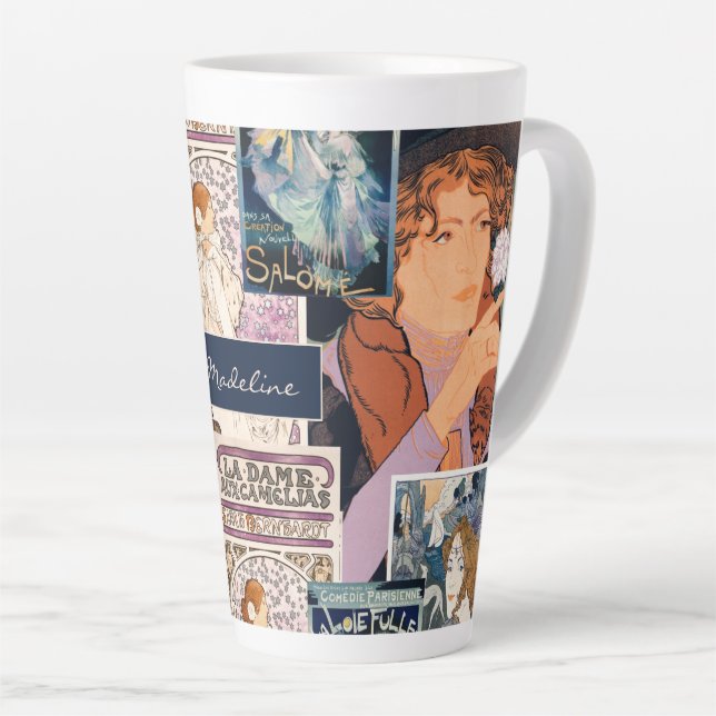 Tasse Latte Collage d'art Poster vintage français personnalisé (Angle droit)