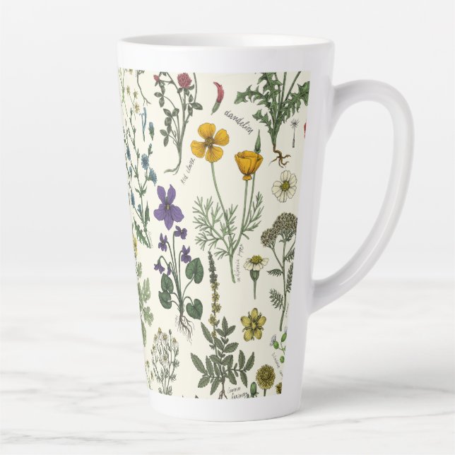 Tasse Latte Collage de fleurs sauvages (Droite)
