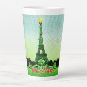 Tasse Latte Collage de Noël Tour Eiffel