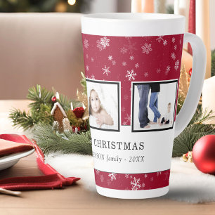 Tasse Latte Collage de photos de Noël Famille flocon de neige